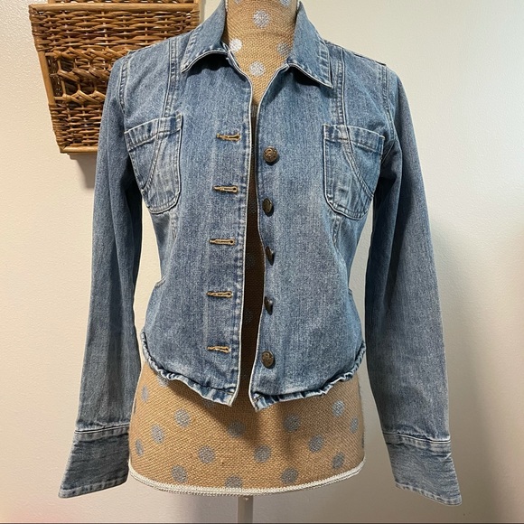 Clio Petites Vintage Jean A Line Button Jacket 6 - Picture 2 of 15